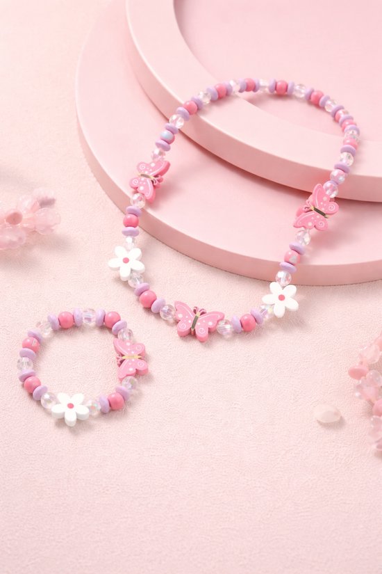 Kralenketting vlinder - kinderketting - kralen ketting -meisjes ketting -kinder armband