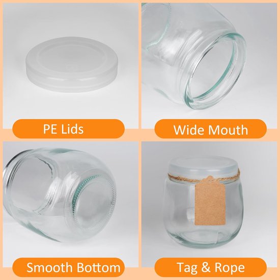 Glazen Yoghurtpotjes - Dessertglazen met deksel - Bewaren en serveren - Vaatwasser vriezer magnetronbestendig - 200 ml 40 stuks - Transparant — afbeelding 2