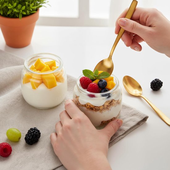 Glazen Yoghurtpotjes - Dessertglazen met deksel - Bewaren en serveren - Vaatwasser vriezer magnetronbestendig - 200 ml 40 stuks - Transparant — afbeelding 5