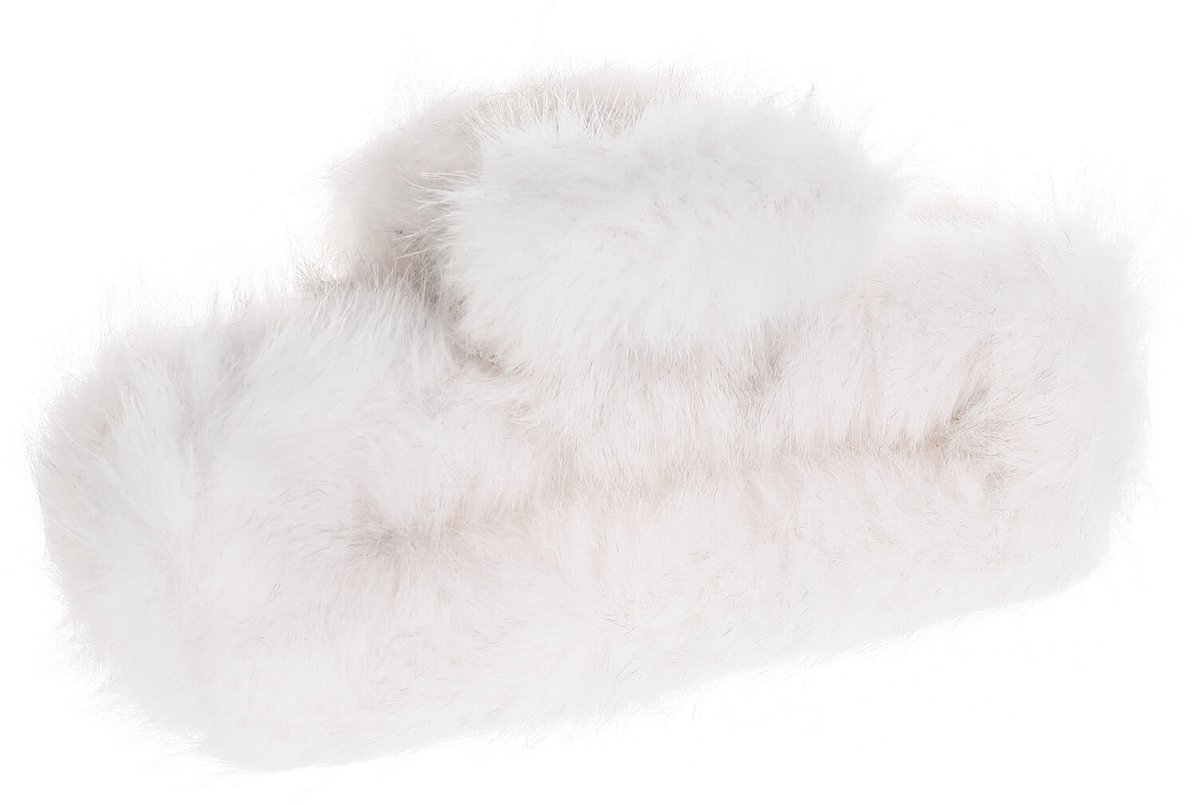 Faux fur haarklem- Wit