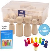 Janse Houten peg dolls familie poppetjes - 50 stuks - Inclusief e-book