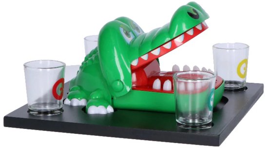 Bijtende krokodil - kinderspel - shotspel - drankspel - groene krokodil