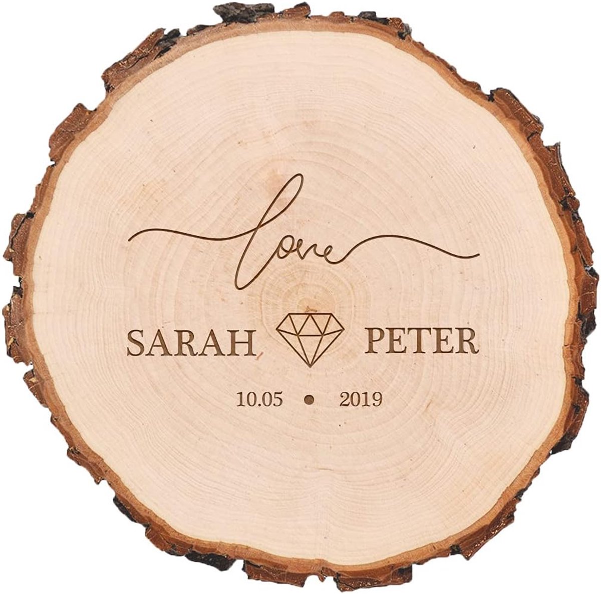 Houten Decoratie Schijf - Uniek Cadeau - Tafel Decoratie - Gepersonaliseerde Gravure - 18x18x2 cm - Natuurlijk Hout