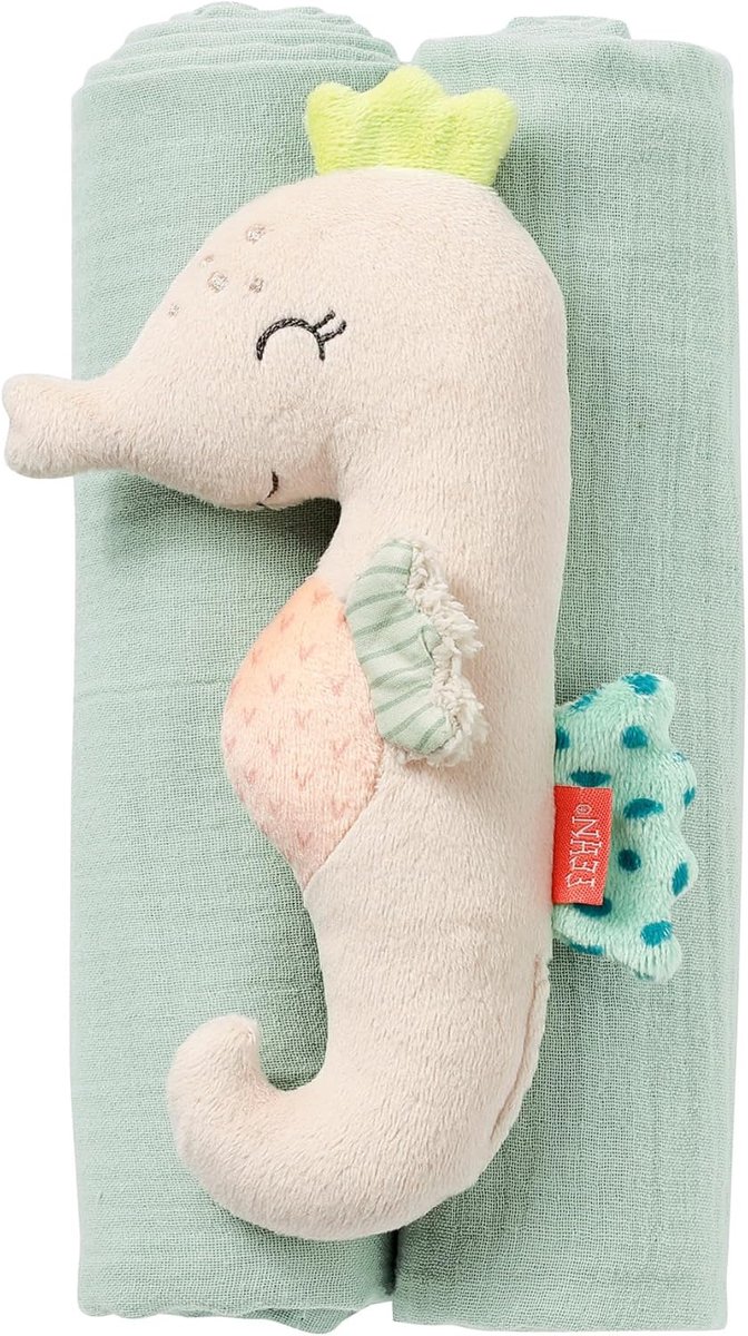 Baby grijper set - Rammelaar en doeken - Ontwikkeling stimuleren - Zacht en knuffelbaar - 17 en 60x60cm - Multicolor