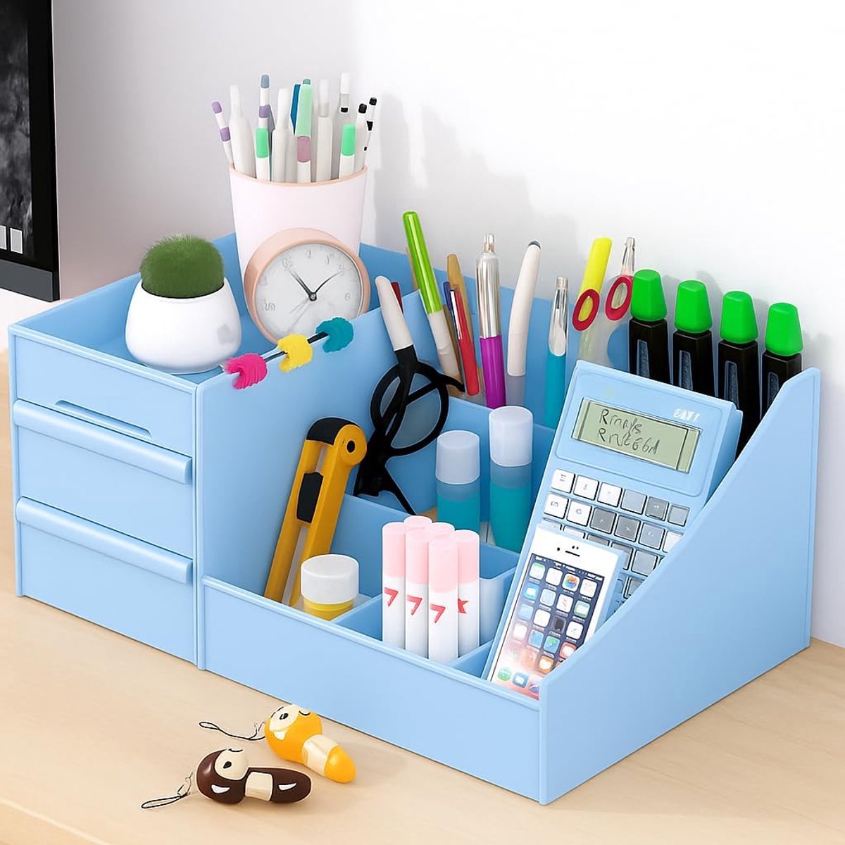 Bureau Organizer - Opberger - Kantoor Werkplek - Zeven Compartimenten - Blauw