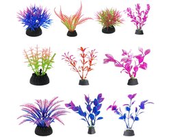 Solud® Aquarium decoratie set paars - Aquarium planten - Aquarium plantjes - Aquarium kunstplanten 10 stuks - 5-12 CM