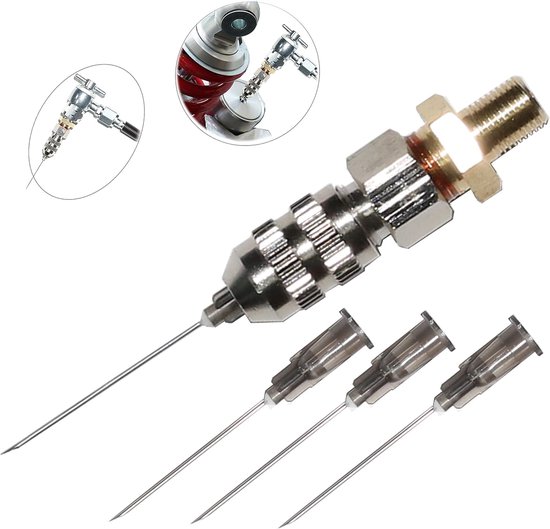 Stikstof Naald Kit - Ventiel Accessoires - Schok Demper Vullen - Inclusief Schrader Ventiel - 5 Delig - Zwart van Merkloos — afbeelding 2