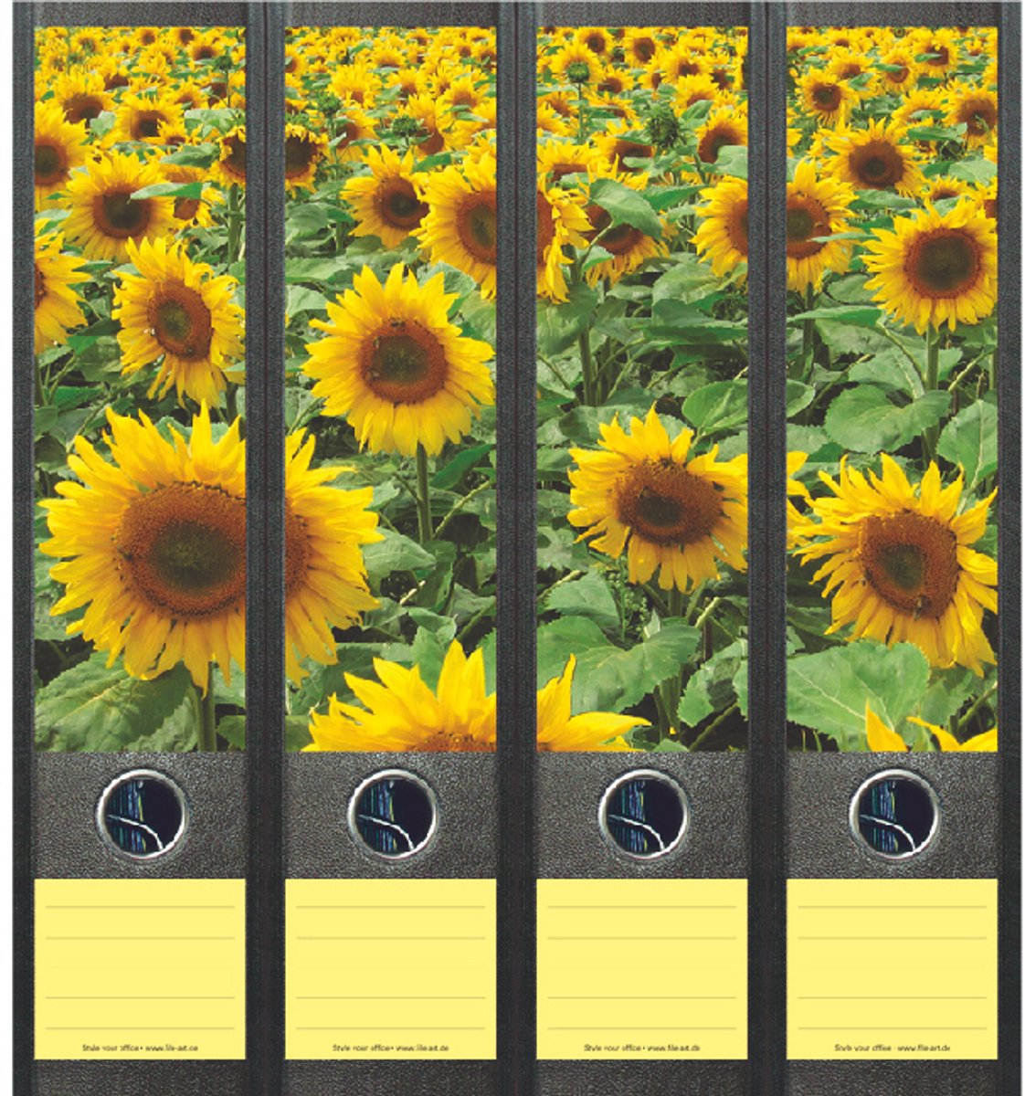Ordneretiketten Zonnebloemen Veld – Zelfklevend – 4 Stuks – Voor Brede Ordners