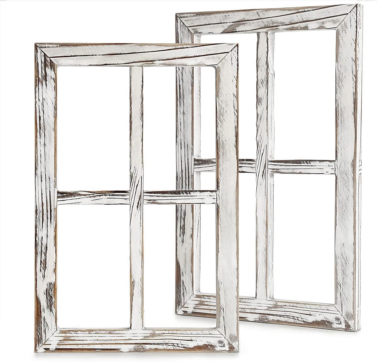 Rustieke Muurdecoratie - Houten Raam Decor - Interieur Styling - Set van Twee - 11x15.8 Inch - Wit