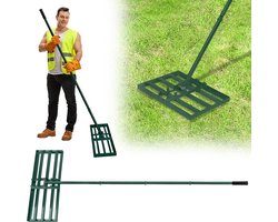 Grastrimmer Hark, Egaliseerhark, Gras leveler, Golf Grashark met Handvat voor het Egaliseren van Grasoppervlakken 50x25cm, Groen