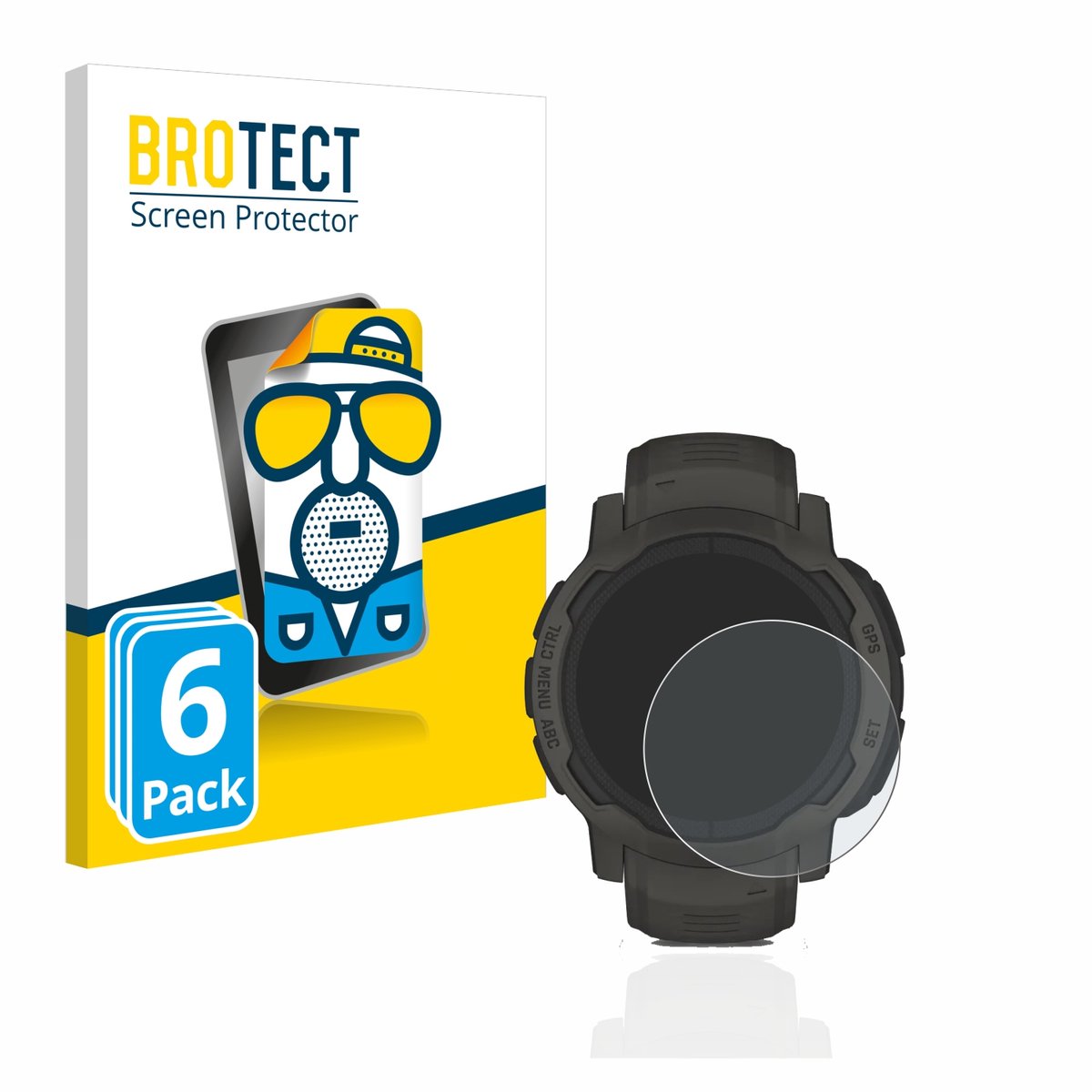 BROTECT - Screenprotector voor Garmin Instinct 2 Solar - Folie Beschermfolie matte 6 Stuks