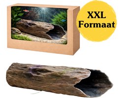 XXL Aquarium Decoratie Holle Boomstronk Grot (20,5 x 6 x 7 cm) – Houtlook Driftwood Cave met Enkele Ingang – Grote Vis Schuilplaats voor Aquarium, Garnalen & Reptielen – Natuurlijke Boomstam Aquarium Accessoires