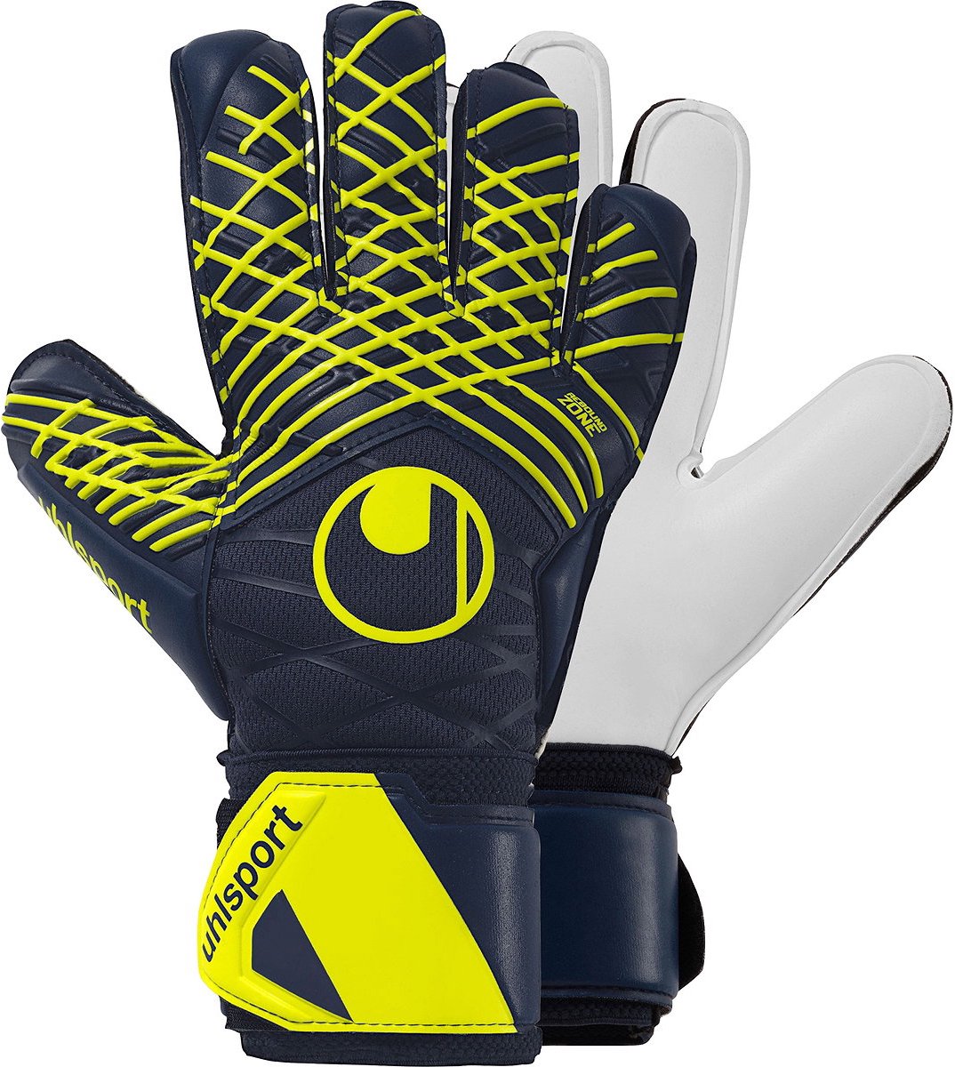 Uhlsport Prediction Supersoft Keepershandschoenen - Marine / Wit / Fluogeel | Maat: 8,5