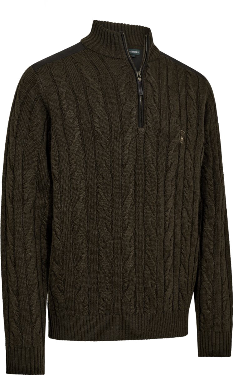 Deerhunter Randall ½-Zip Knit Art -outdoortrui Wintertrui Skandinavische trui Ritskraag trui Cypress
