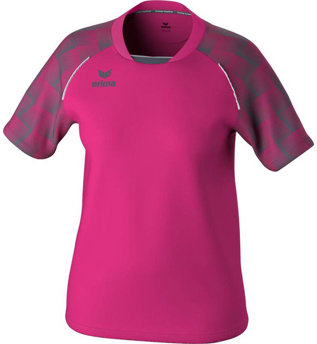 Erima Evo Star Shirt Korte Mouw Dames - Fluo Roze / Slate Grey | Maat: 38