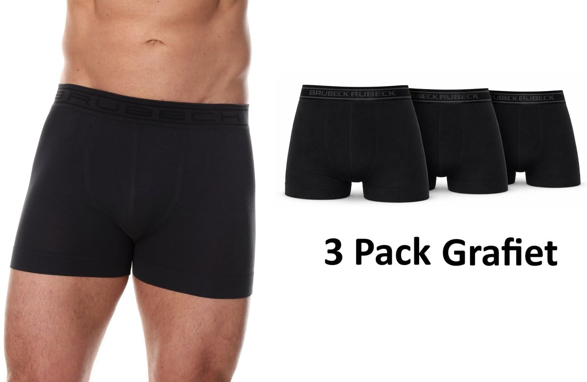 Brubeck Heren Boxershort 3-Pack Grafiet – Naadloos Seamless AirJet Katoen - M