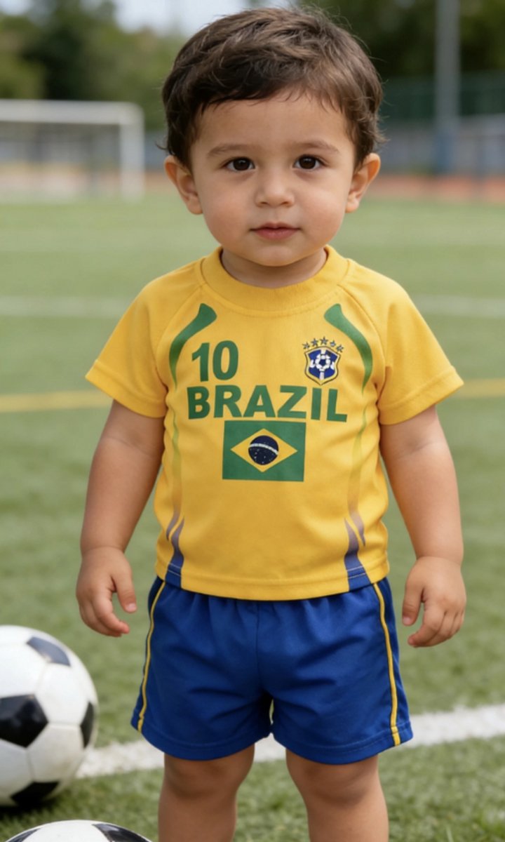 Brazilie Voetbaltenue - Voetbaltenue Kinderen baby - Shirt en Broekje - Jongens en Meisjes - baby - 6 maanden