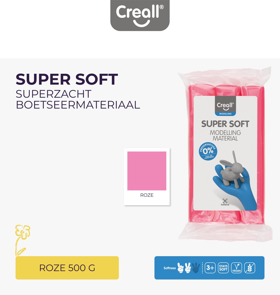 Supersoft Boetseerklei 500gr - Roze