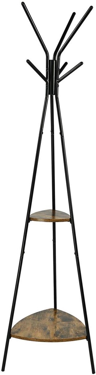 BEGRYF Staande kapstok - industrieel - met 2 hoekplanken - rustiek bruin - 49,5x49,5x179 cm