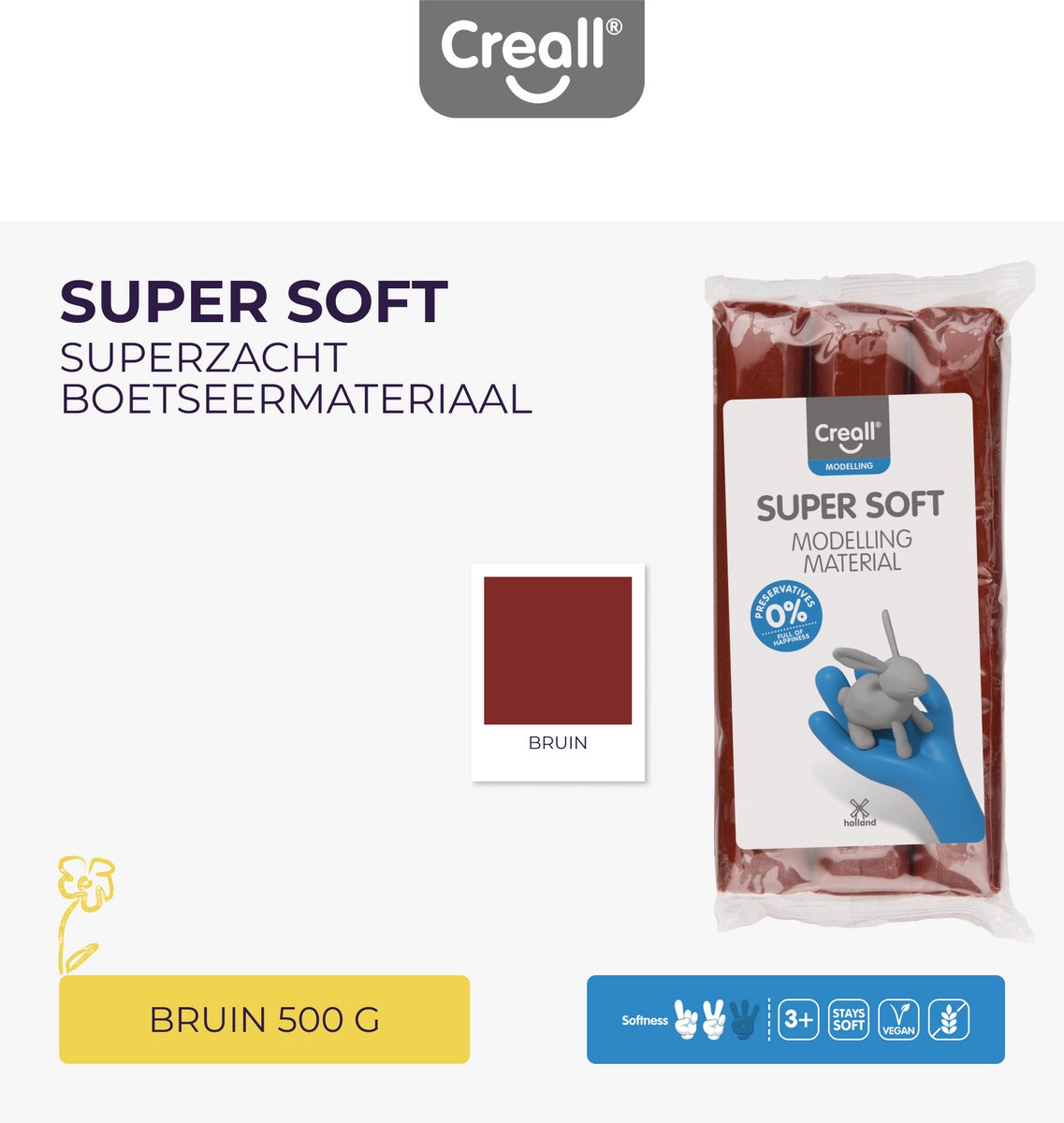 Supersoft Boetseerklei 500gr - Bruin