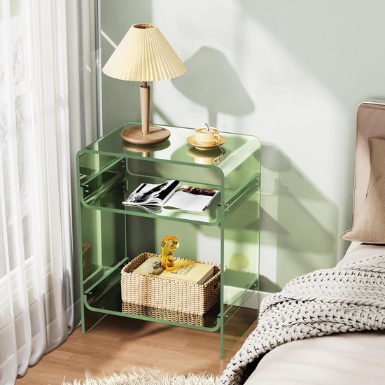 SNJY® Platenspeler Meubel - Platenspeler Kast - LP Houder - Platenhouder - Acryl - 30D x 45B x 58H cm - Groen — afbeelding 3