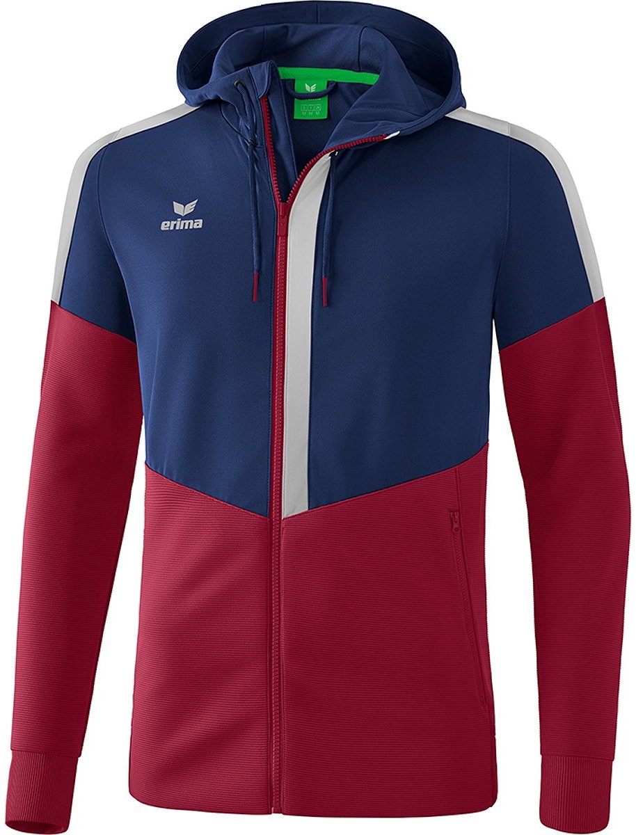 Erima Squad Trainingsjack Met Capuchon Kinderen - New Navy / Bordeaux / Silver Grey | Maat: 164