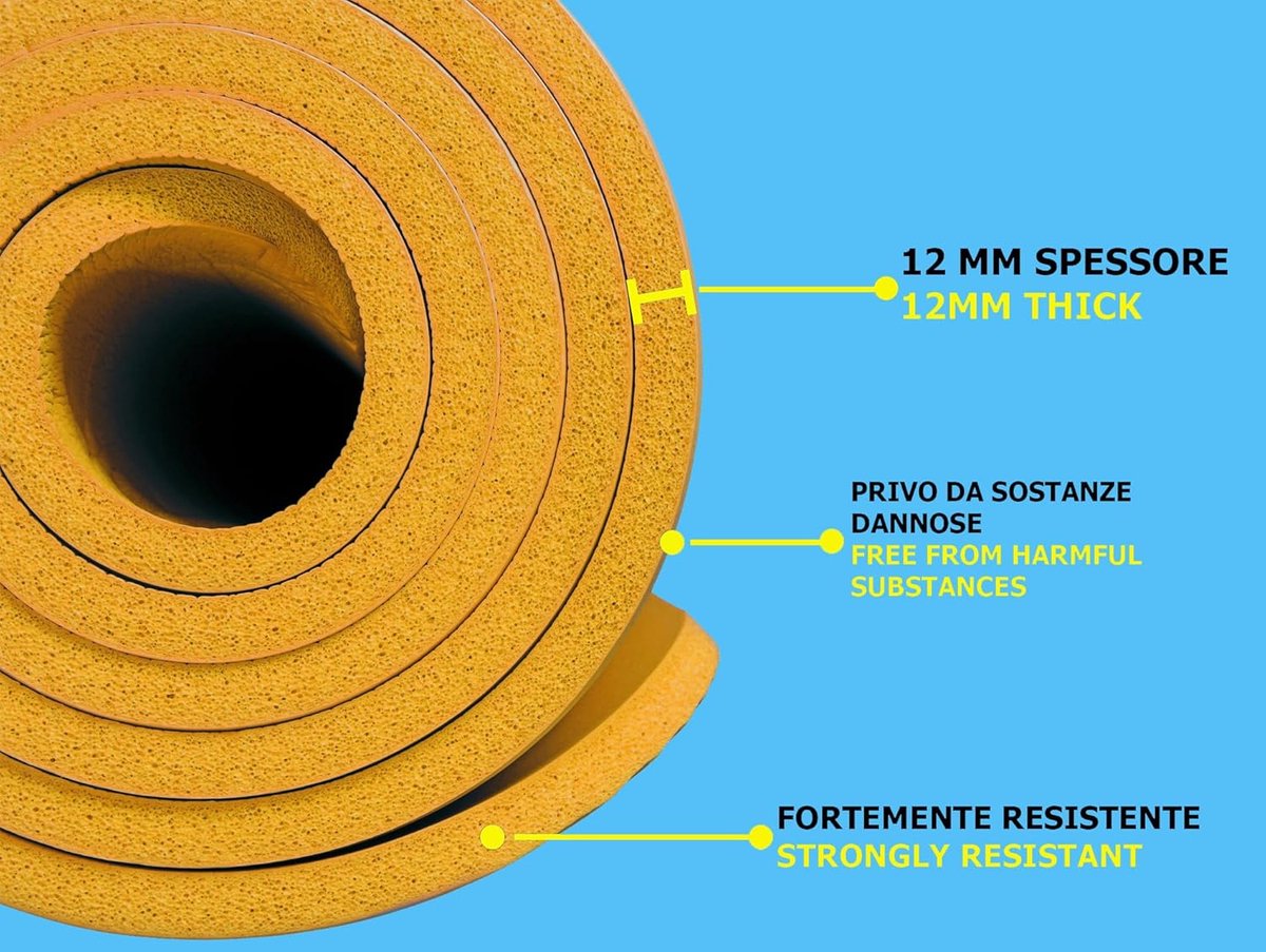 Yogamat - Fitnessmat Antislip - Yoga Pilates Stretching - 12 cm Dik - 100x60 cm - Oranje