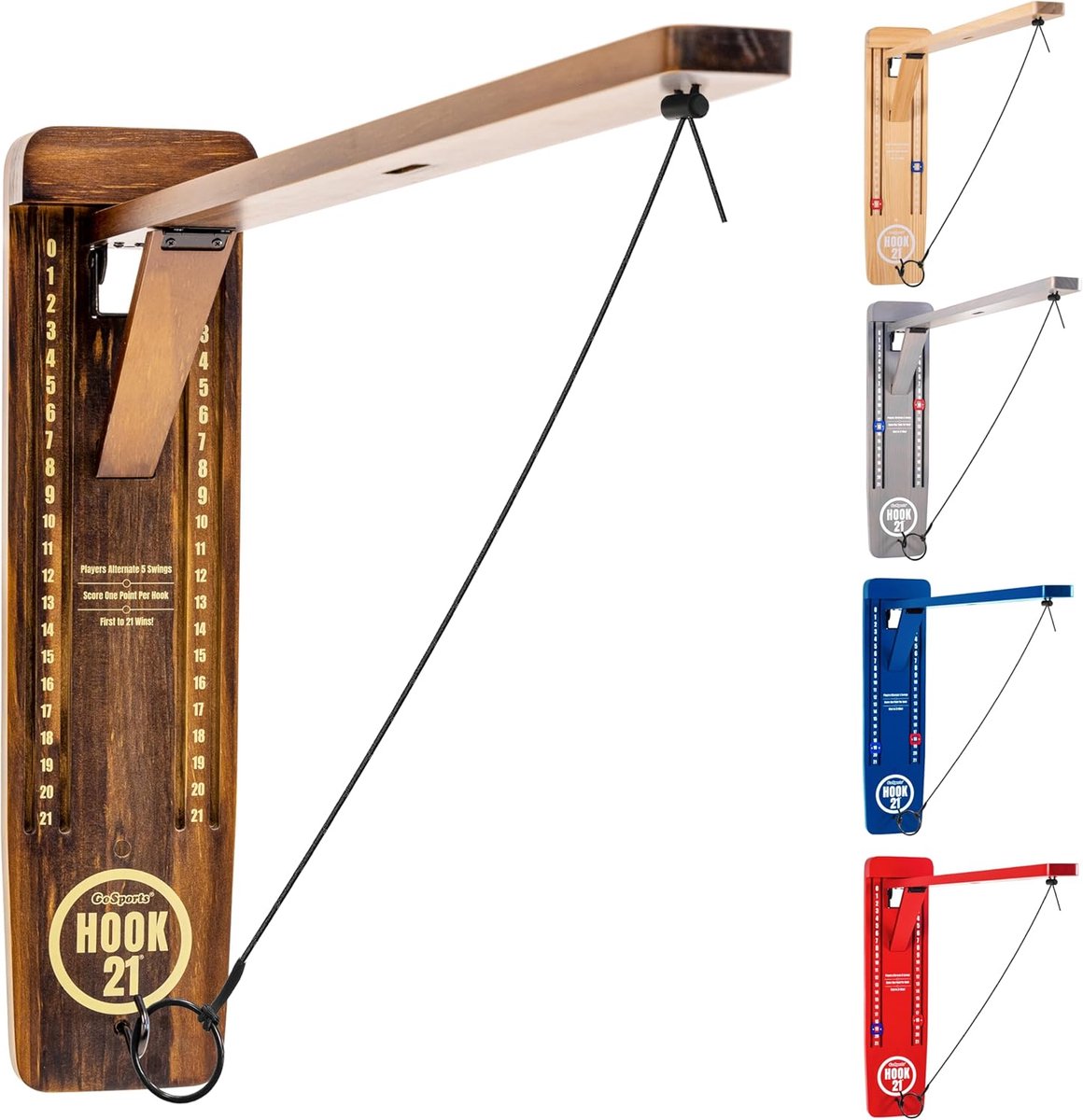 Ring Werpspel - Wandspel Hout - Binnen Buiten Spelen - Opvouwbare Arm - 81cm Lang - Bruin