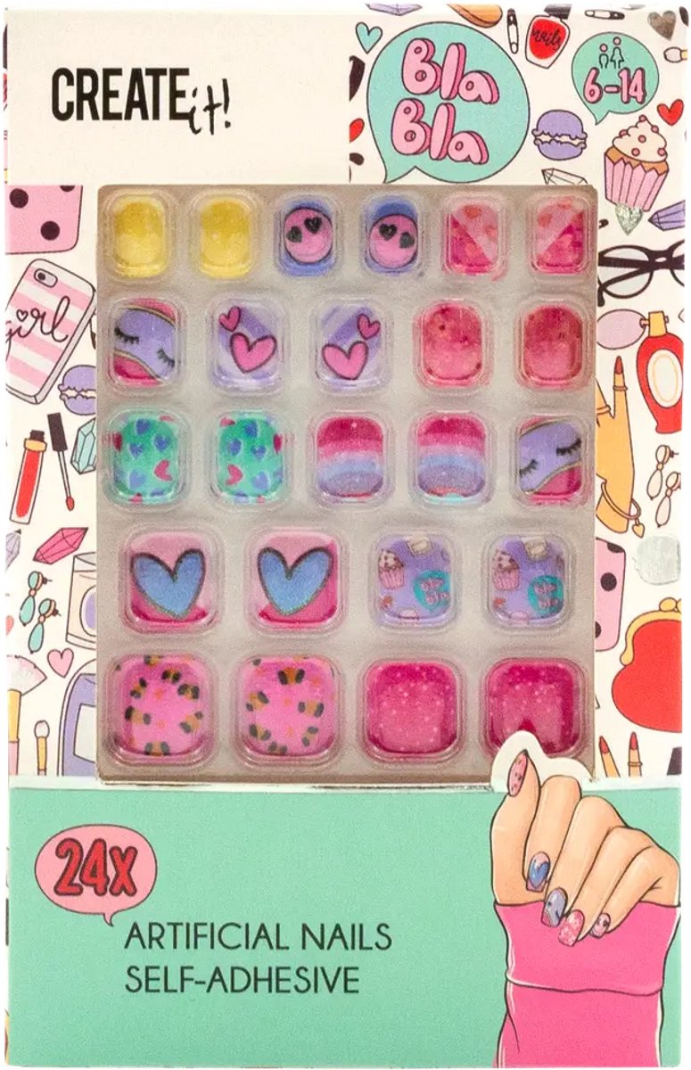 Create It! Kunstnagels - Zelfklevend - Meisjes - +6 jaar - Nepnagels voor Kids - Fake Nails - Meisjes en Jongens - Kunstnagels voor Kinderen