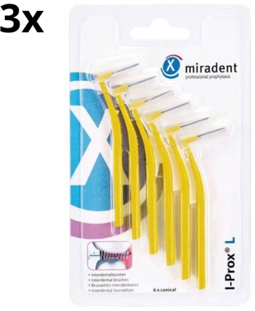 Miradent Interdentale Ragers I-Prox L 0,5 mm Geel 3x 6 stuks