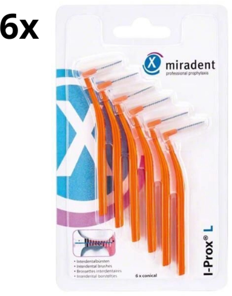 Miradent Interdentale Ragers I-Prox L 0,8 mm Conical Oranje 6x 6 stuks