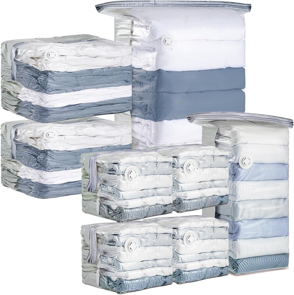 Vacuüm Opbergzakken - Kleding Hoes - Ruimte Besparen - 8 Delige Set - Jumbo Medium - Transparant