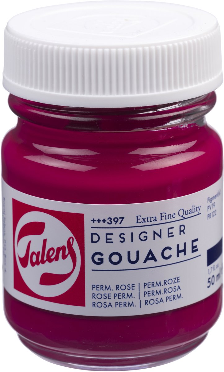 Talens Plakkaatverf Extra Fijn - Permanent Rose (Magenta) 397 50 ml - Hoog Pigment Matte Afwerking - Professionele Kunstschildersverf