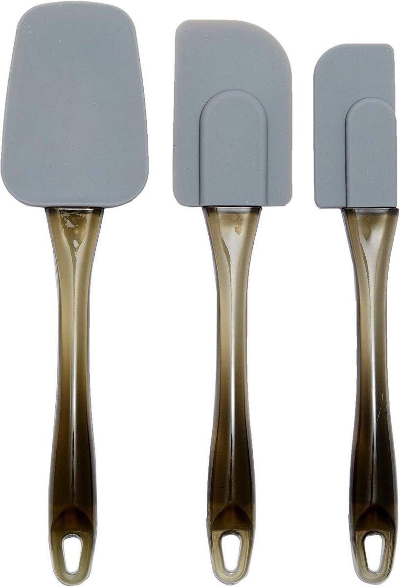 Siliconen Spatels - Keuken Spatelset - Koken Bakken - Hittebestendig Flexibel - 26x2 CM - Grijs