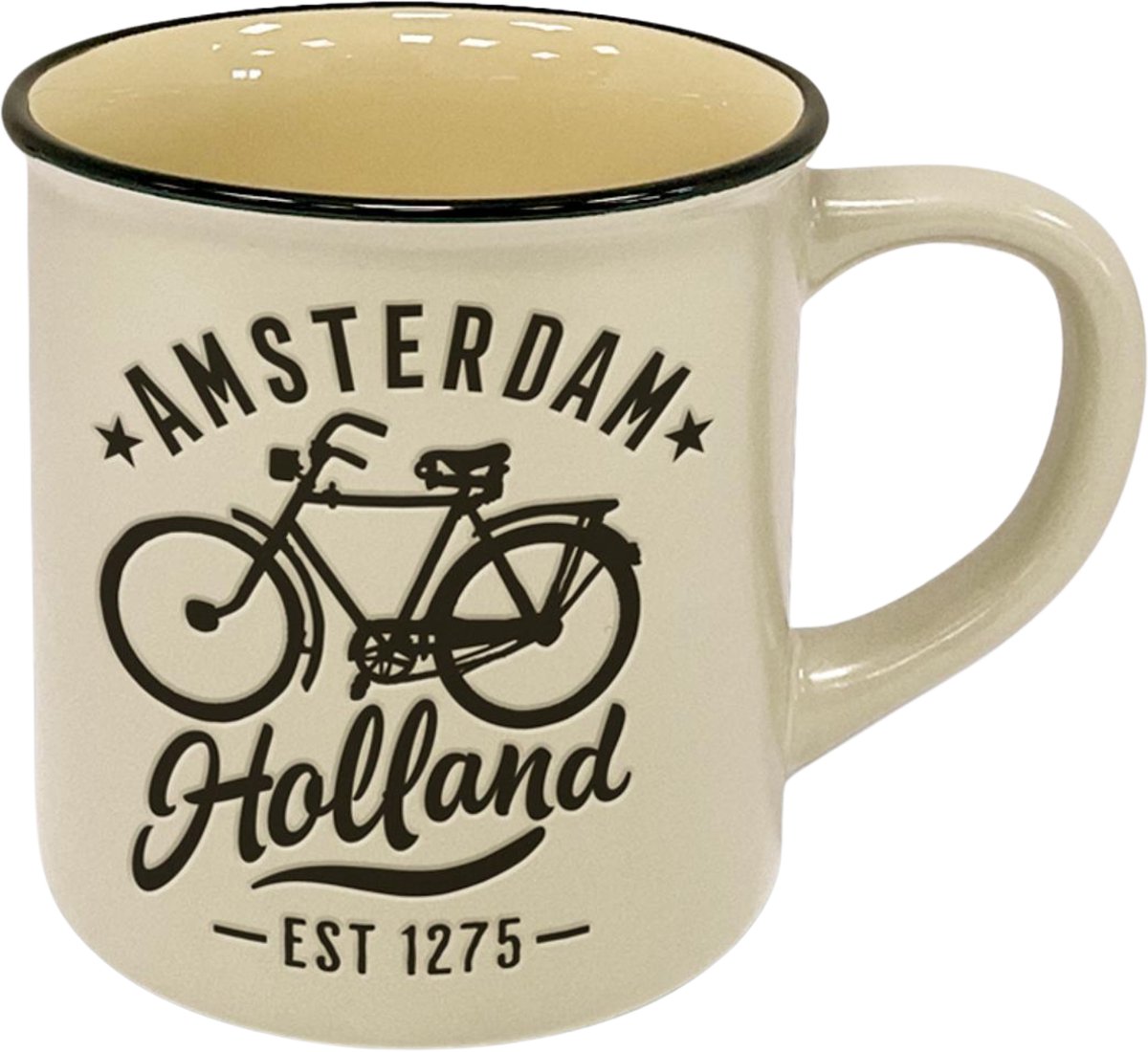 Mok - campmug - Amsterdam Holland fiets - wit - Typisch Hollands - souvenir - Holland cadeau