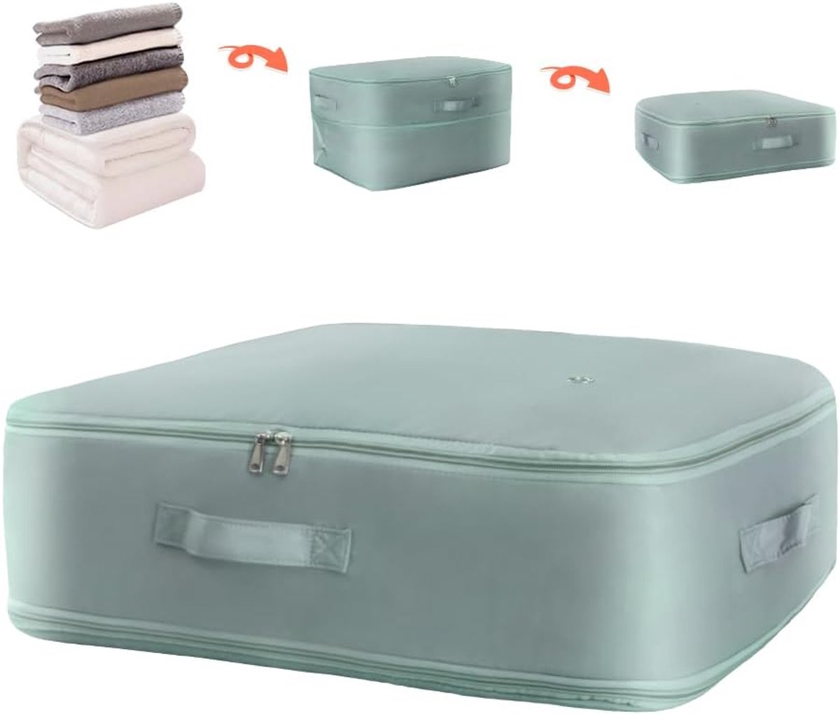 Ruimtebesparende Opberger - Compressie Zakken - Kleding Opbergen - Verstevigd Composiet Materiaal - 53 x 42 x 12 cm - Groen