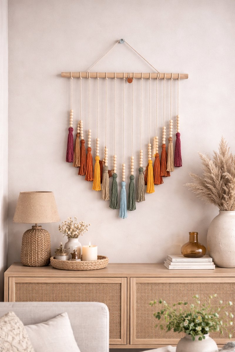 Macramé Wandhanger "Melodi van Kleuren"