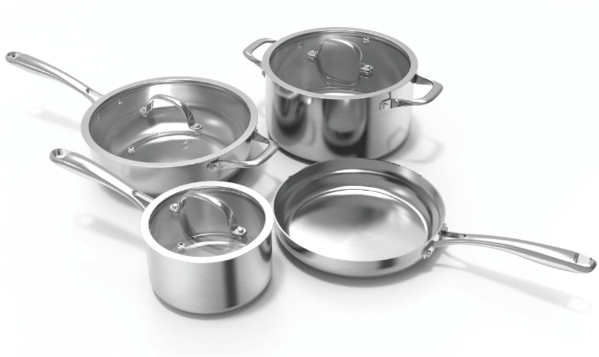 Safecourt Kitchen 7-delige RVS Pannenset - Inductie, Elektrisch, Keramisch & Gas - PFAS & PTFE vrij - Stainless steel