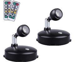 Spotlight met afstandsbediening, mini decoratielamp, werkt op batterijen, geschikt voor bars, feesten, tentoonstellingsruimtes, kostuumvitrines, achtergronden - 2-pack