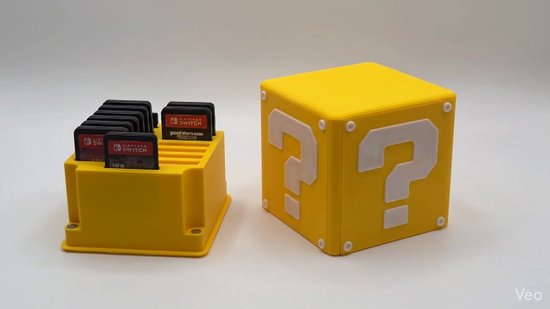 Super Mario vraagtekenblok - Gamehouder - Nintendo Switch gamehouder - Geel met Wit