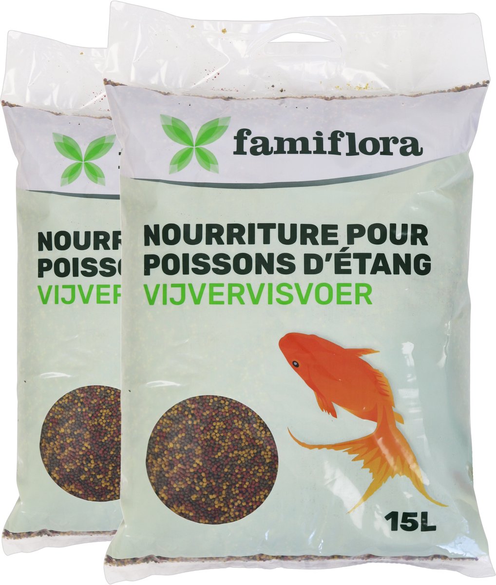 Famiflora Allround Mix 3mm 2x15L - Complete allround mix voor koi en goudvissen - Met spirulina & paprika voor schitterende kleuren - Licht verteerbaar door granenmix