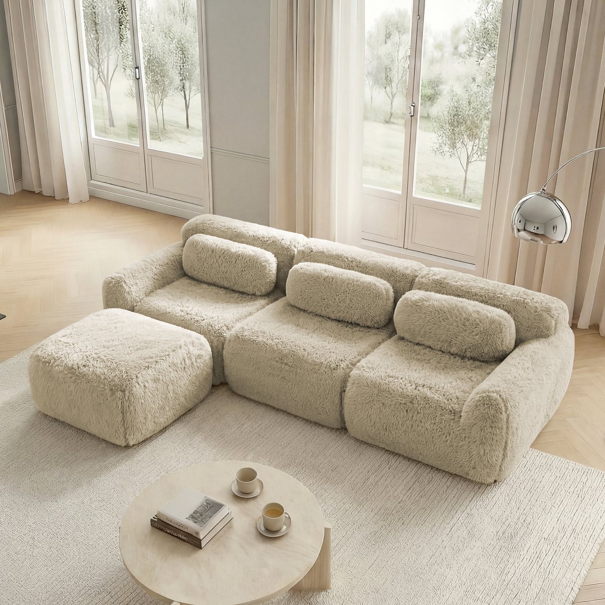 MODENUIT Hoekbank Modulaire L-Vorm - Diepe Zitting Met Ottoman - Voor Woonkamer En Slaapka