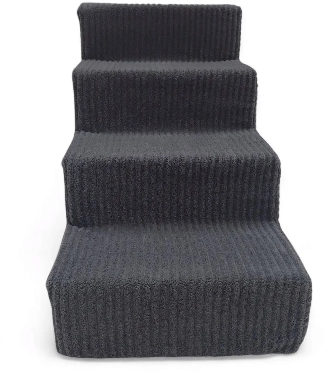 Stabiele Hondentrap 4 Treden – Huisdier Rampa & Trap voor Sofa, Bed – Anti‑Slip & Comfortabel, grafiet
