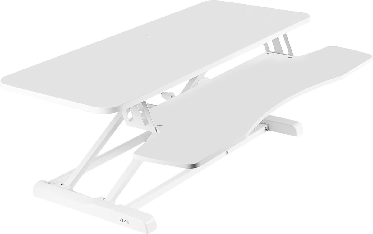 Bureauomvormer - Zit sta bureau - Thuiswerken - Dubbel monitor platform - 91 cm breed - Wit