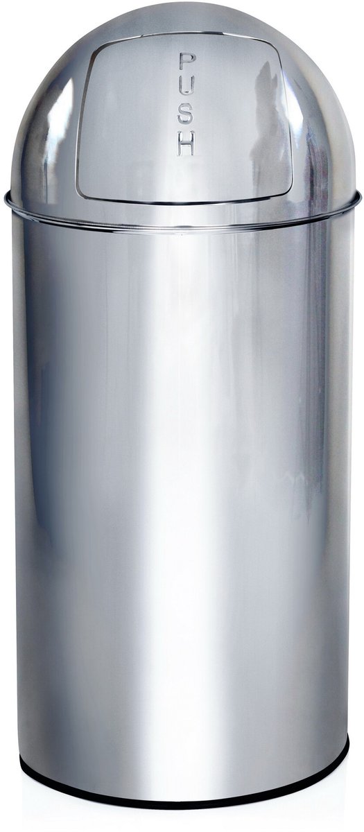 Prullenbak - 35L - Chroom - Plaatstaal - Push