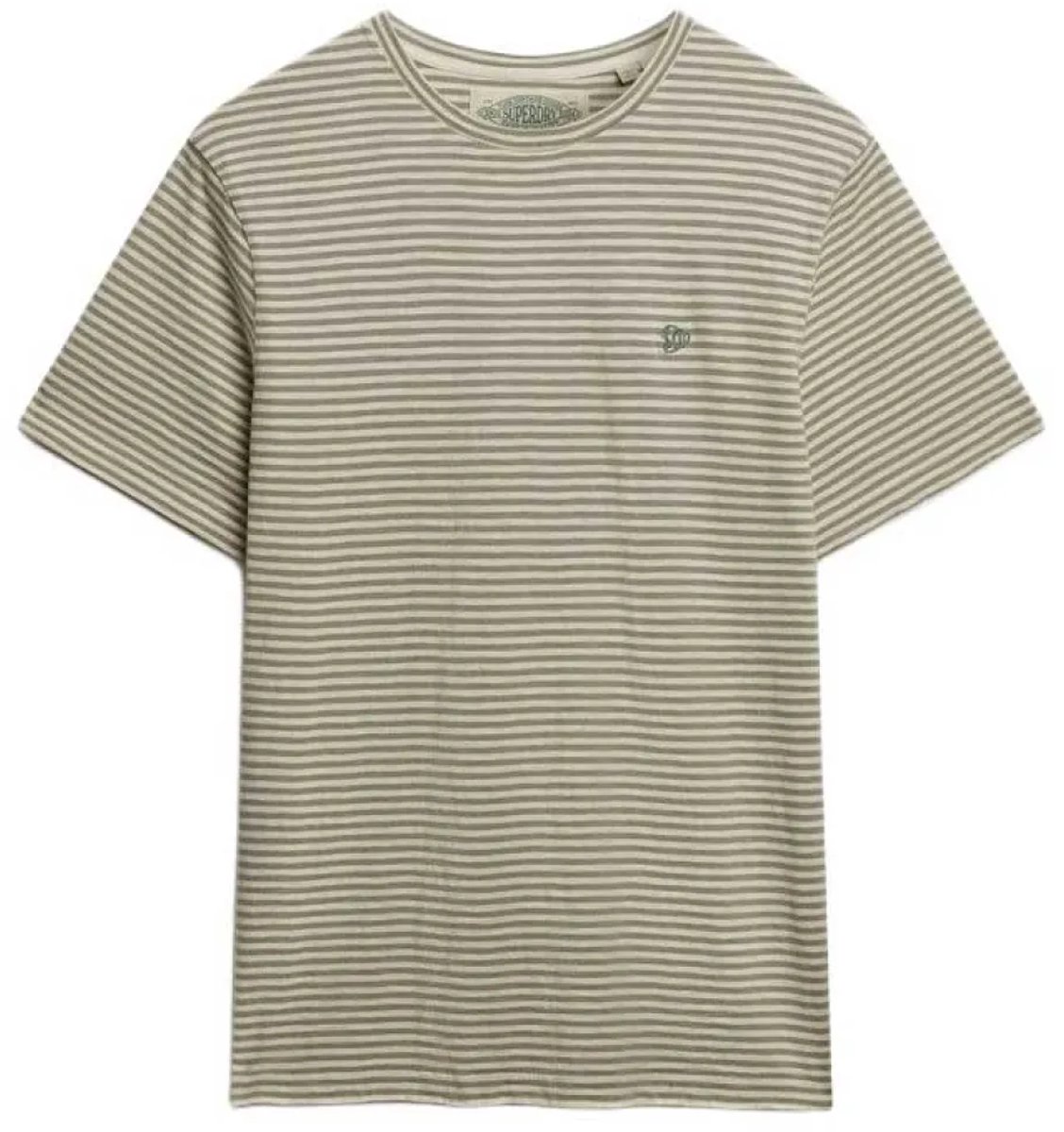 Superdry T-shirt Classic Essential Stripe Tee M1012346a Sage Chalk Stripe Mannen Zilver
