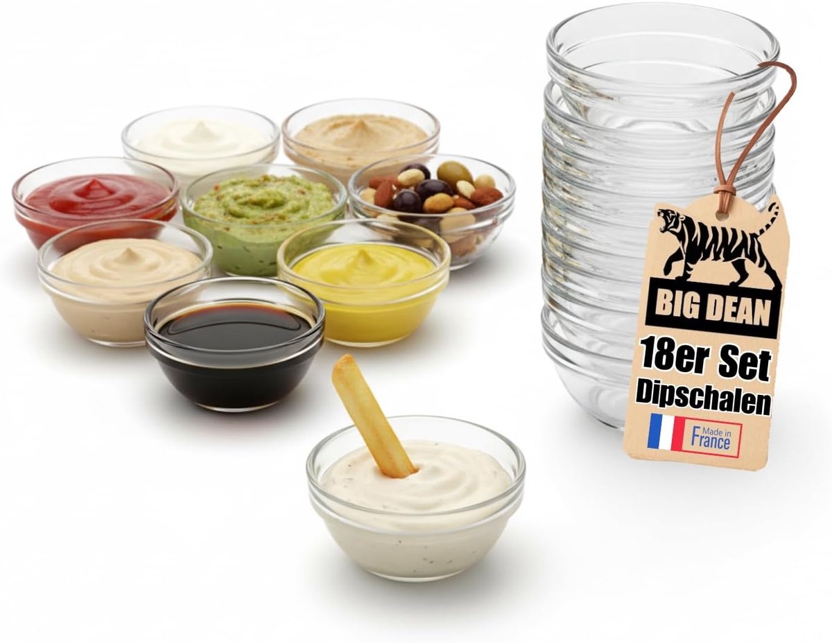 Glazen kommetjes - Kleine schaaltjes - Dips en snacks - Gehard glas vaatwasserbestendig - 6 cm diameter - Transparant