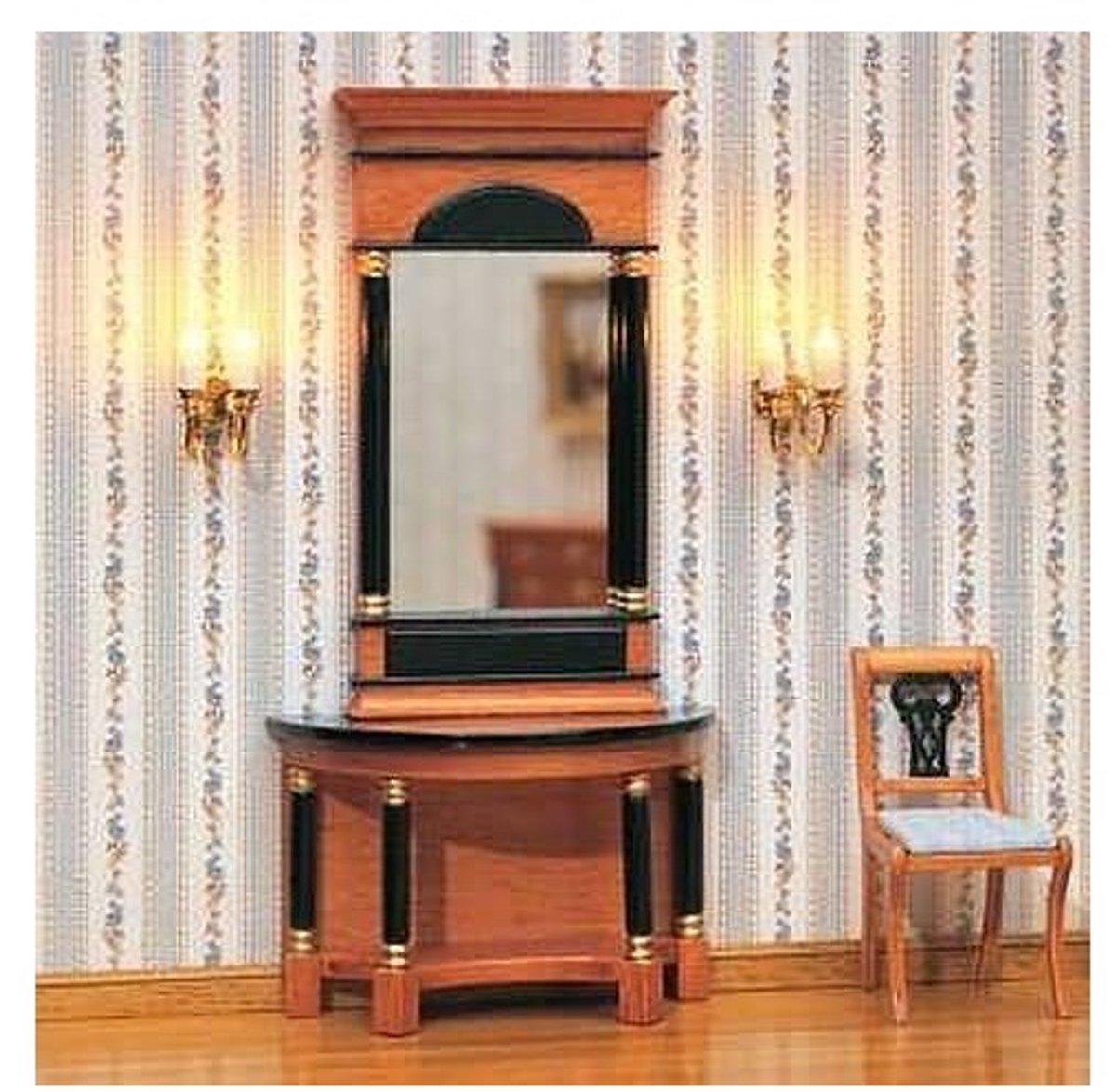 Mini Mundus 40106 Spiegel & Wandtafel 1/12 – Houten Miniatuur Meubelset – Poppenhuis Bouwpakket