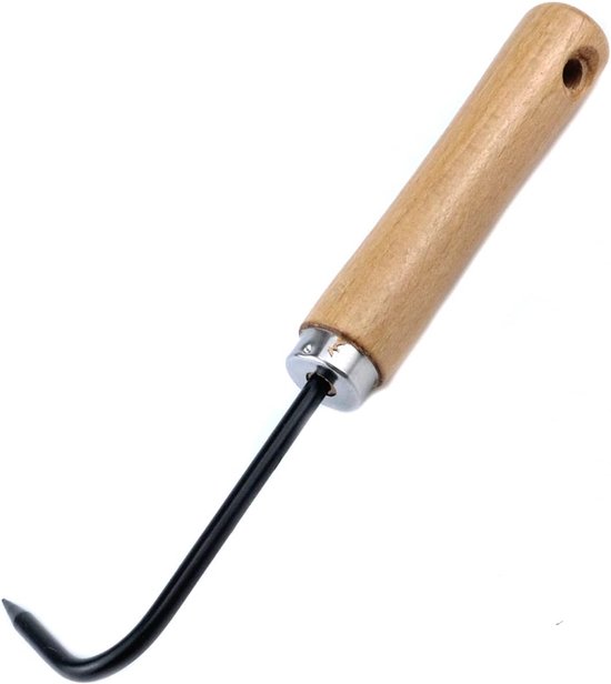 Onkruidtrekker Handgereedschap - Wortelverwijderaar Tuin - Effectief Onkruid Wieden - Roestvrij Staal Hout - 22.5cm Lengte - Natuurlijk Hout — afbeelding 3
