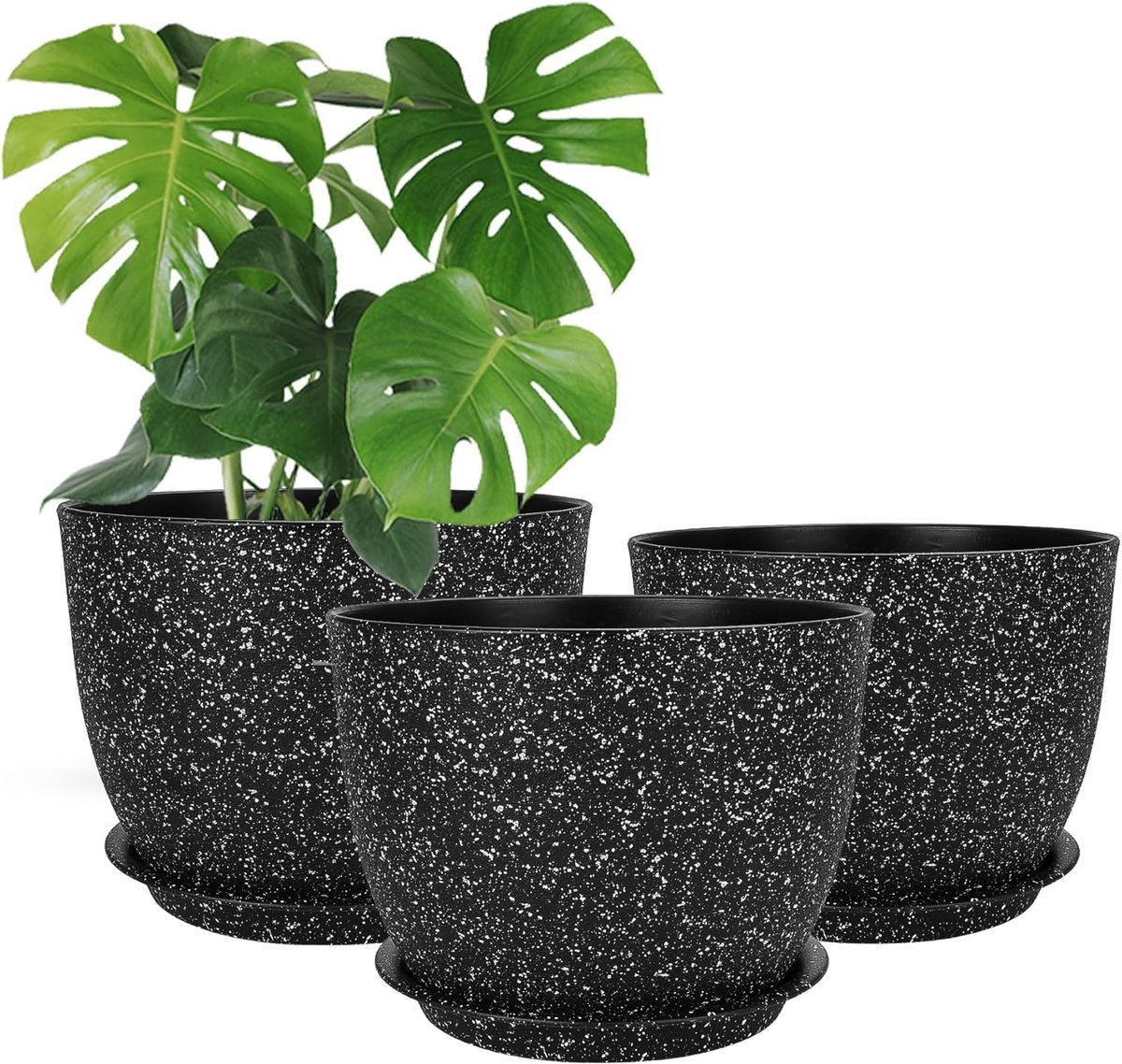 Zelfbewaterende Plantenpotten 25/23/20 cm - Binnen en Buiten - Zwarte Bloempotten met Drainagegaten - Tuinkamerplanten